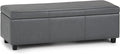 SIMPLIHOME Avalon 48 inch Wide Contemporary Rectangle Storage Ottoman Bench in by SimpliHome