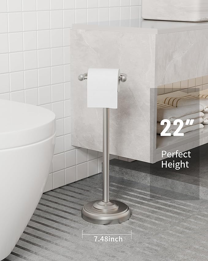 Toilet Paper Holder Stand, Brushed Nickel Toilet Paper Holder Free Standing - Image 9