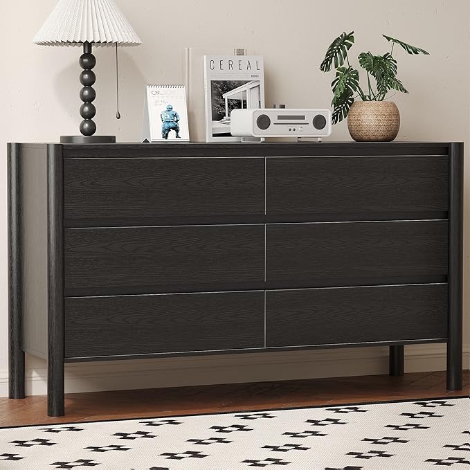 Dresser for Bedroom with 6 Drawers, Wooden TV Stand, Closet Clothes Organizer by ROMMAK