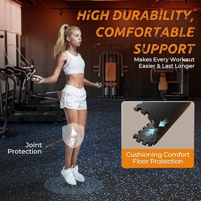 PRAISUN 0.6" Thicker Gym Mat, 12 Tiles 48 Sq Ft Workout Mats, Interlocking Foam - Image 7