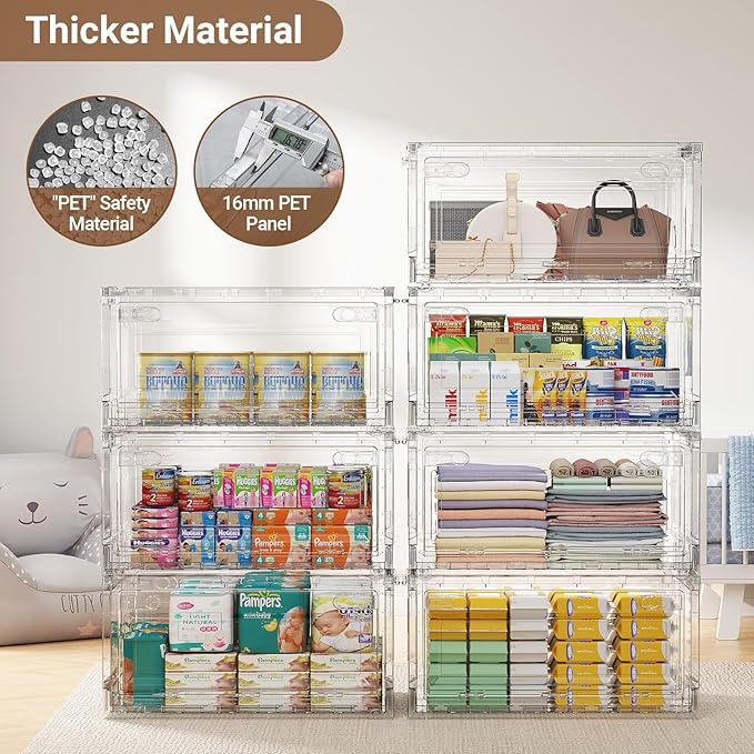 BROVIEW Clear Stackable Storage Bins Drawers, Open Front Large Plastic Storage - Image 5