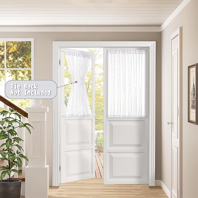 Tollpiz Short Sheer Door Curtain Closet Linen Textured Curtain Sheers Doorway - Image 2