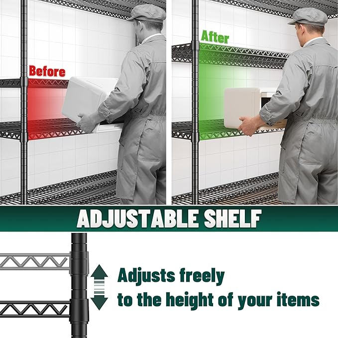 68.1"W Storage Shelves 2500LBS Wire Shelving Unit, Garage Shelving Heavy Duty - Image 7