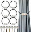 Hion Magnetic Curtain Tiebacks Black 6 Pack, Curtain Tiebacks Buckles Holdbacks by Hion