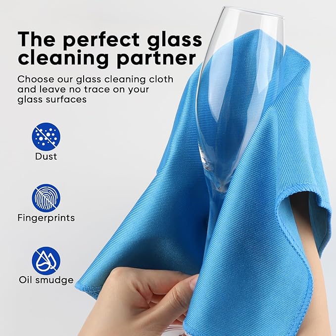 HOMEXCEL Microfiber Glass Cleaning Cloths 6 PK, Lint Free Streak Free, Reusable - Image 3
