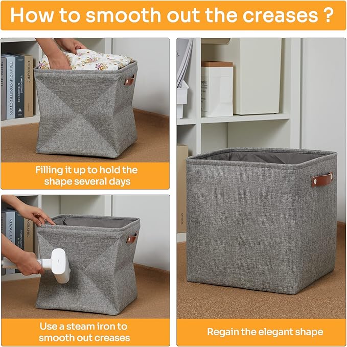 DULLEMELO Cube Storage Boxes, 13 inch Fabric Baskets Closet Storage Bins - Image 5