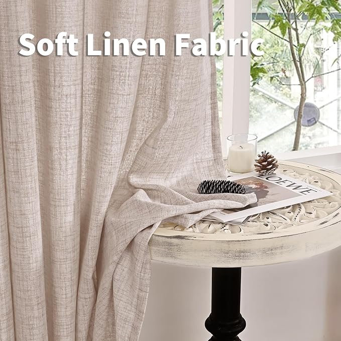 YoungsTex Linen Semi Sheer Curtains 90 Inch Length 2 Panels - Image 9