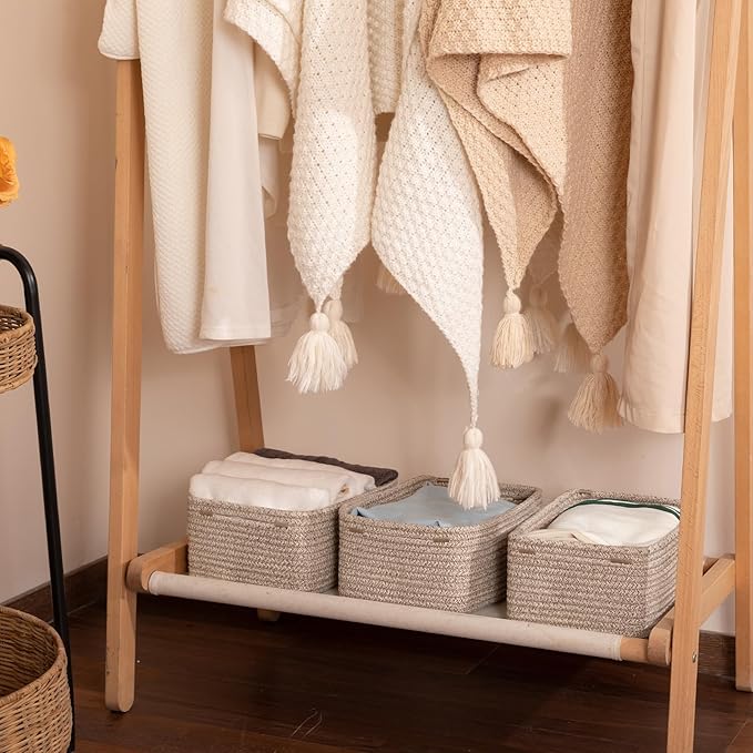 3 Pack Small Storage Baskets for Organizing, Cute Woven Decorative Gift Baskets - Image 6