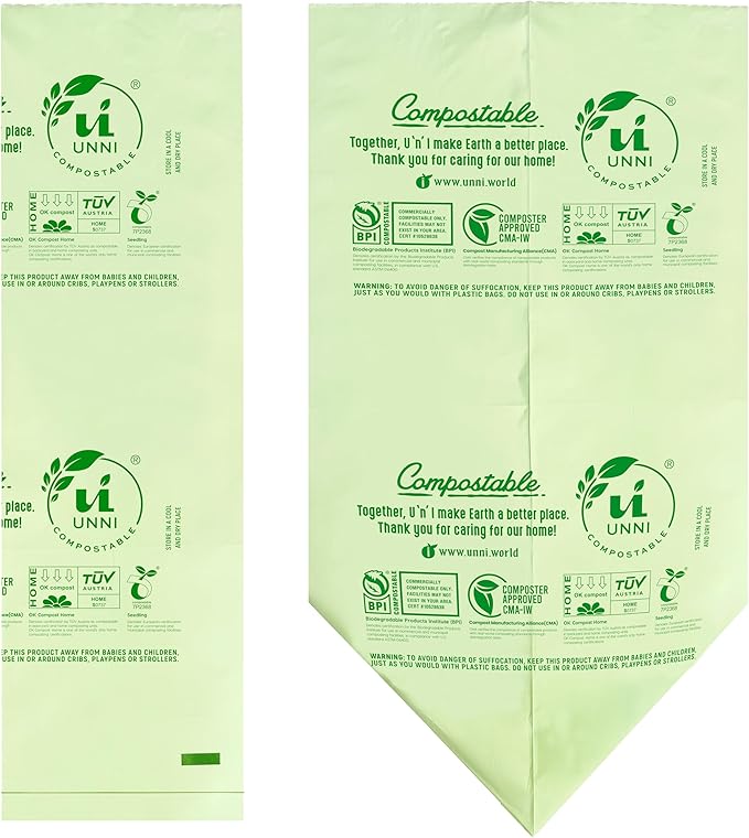 UNNI Compostable Trash Bags, 8 Gallon / 30 Liter, Extra Thick 0.85 mil Medium - Image 3