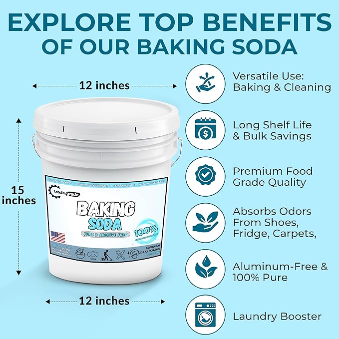 TradeGrade Pure Baking Soda Powder – 45 lb Bucket, Sodium Bicarbonate Powder | - Image 7