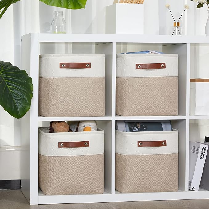 DULLEMELO 11 inch Cube Storage Bins, Large Collapsible Grey Storage Baskets - Image 3