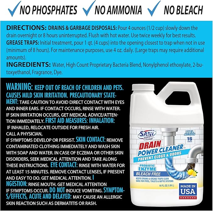 SANI 360° Drain Power Cleaner, Enzyme Gel Formula, Deodorizer, Stops Clogs - Image 7