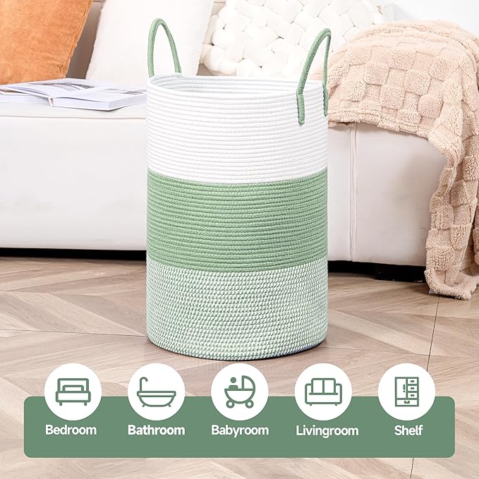 CLHMILY&Z 60L Laundry Basket Round Storage Rope Basket - Image 3