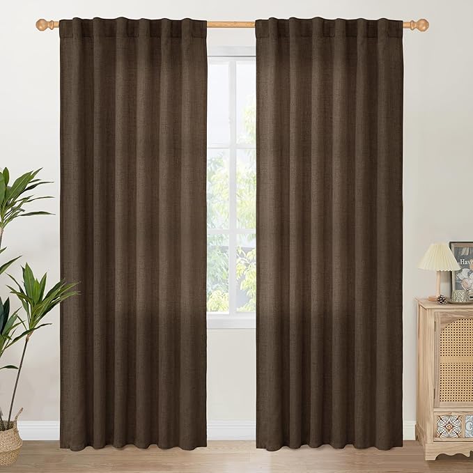 YoungsTex Brown Linen Curtains 84 Inch Length by YoungsTex