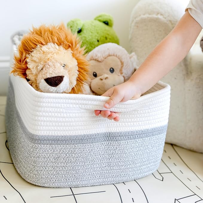 NaturalCozy Storage Baskets 16.8”x13”x7.6” Cotton Rope Woven Baskets - Image 5