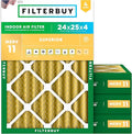Filterbuy 24x25x4 Air Filter MERV 11 Allergen Defense Replacement, by Filterbuy