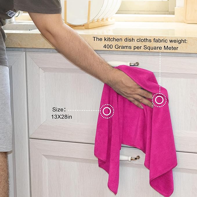 kimteny 13x28 Inches Kitchen Cloth Dish Towels, 400 GSM Premium Dishcloths - Image 2