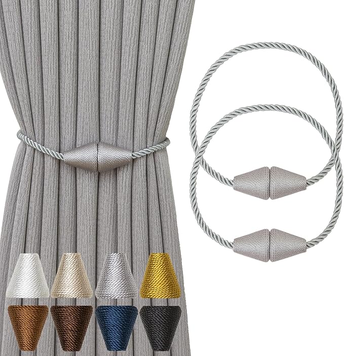 Magnetic Curtain Tiebacks 2 Pack Outdoor Rope Curtain Tie Backs Decorative by CurtainTiebacks