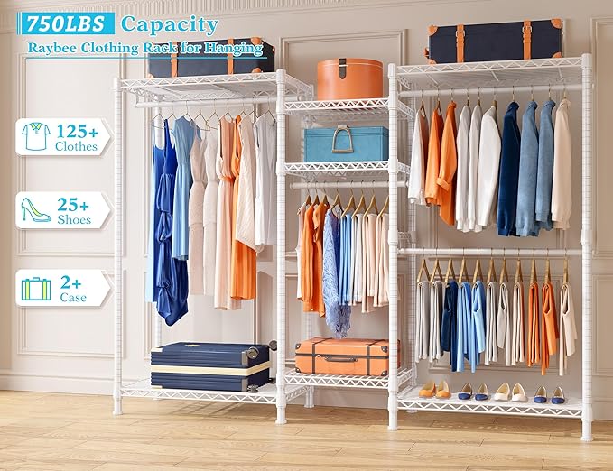 Raybee Clothing Racks for Hanging Clothes Heavy Duty Clothes Rack Load 750LBS - Image 2
