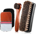 4 Pcs Horsehair Shine Shoes Brush Kit Polish Dauber Applicators Cleaning by ZJoey