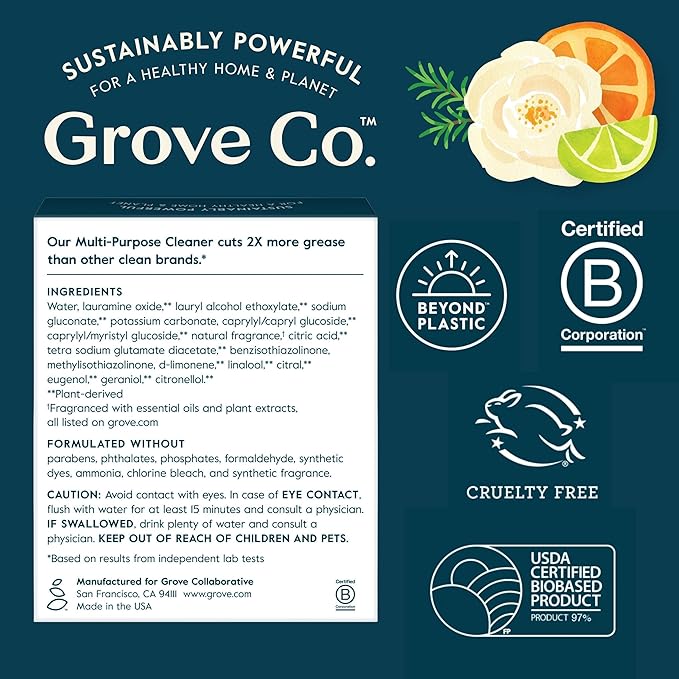 Grove Co. Multi-Purpose Cleaner, Refill Concentrate + Glass Spray Bottle - Image 7