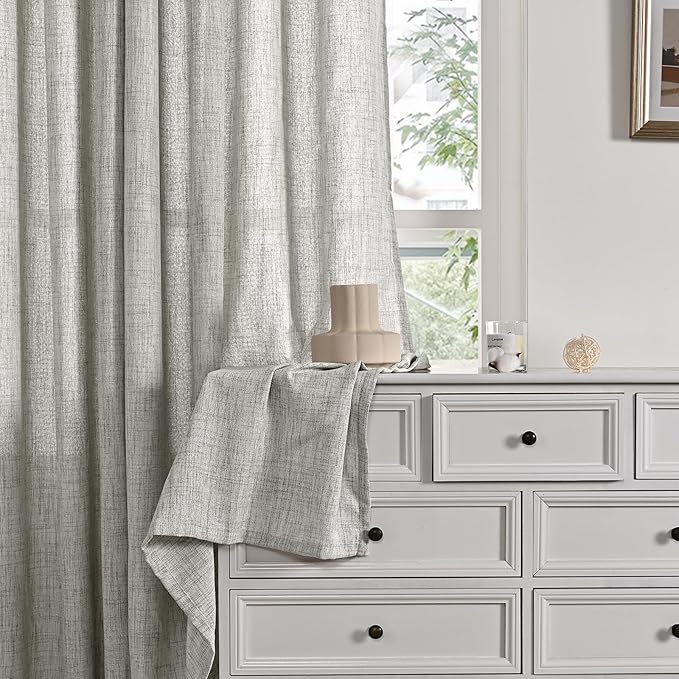 YoungsTex Dark Grey Linen Curtains 95 Inch Length - Image 8