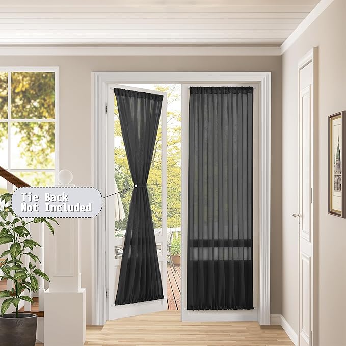 Tollpiz Sheer Door Curtains Closet Linen Textured Curtains Sheer Doorway Light - Image 2