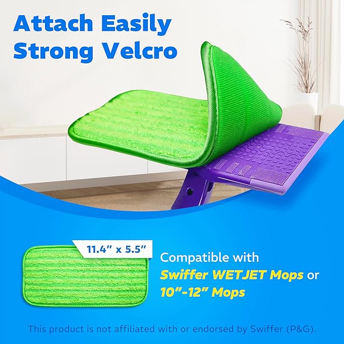 2 Pack Reusable Microfiber Mop Pads, Compatible - Image 2