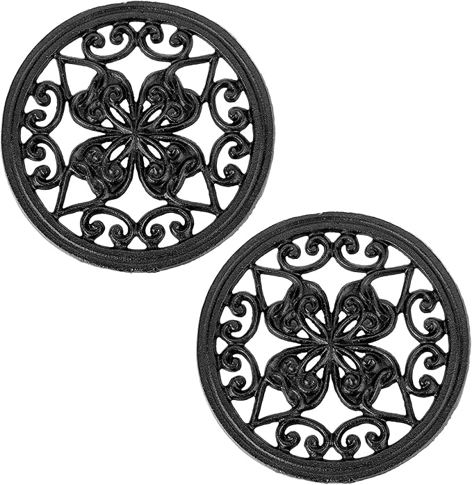 JUXYES 2 PCS Decorative Cast Iron Metal Trivet by JUXYES