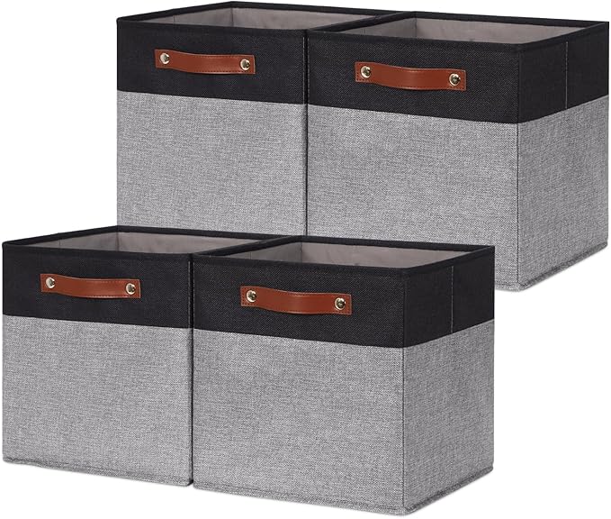 HNZIGE Cube Storage Baskets, Fabric Storage Cubes 12 x 12, Decorative Storage by HNZIGE