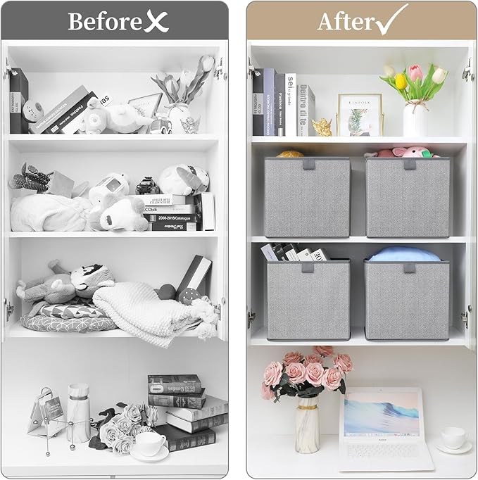 Storage Baskets, 11.8-Inch Woven Fabric Bins, Storage Cubes - Image 9