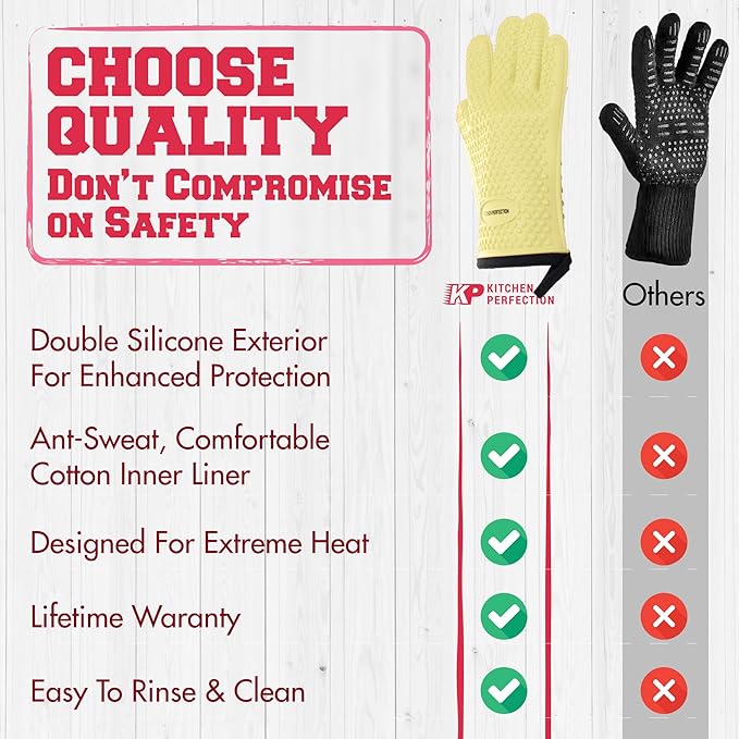 KITCHEN PERFECTION XL Silicone Smoker Oven Gloves - Image 9