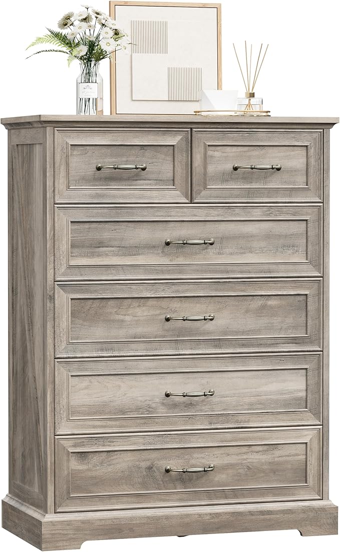 6 Drawer Dresser for Bedroom, Rustic Farmhouse Dresser - Image 7