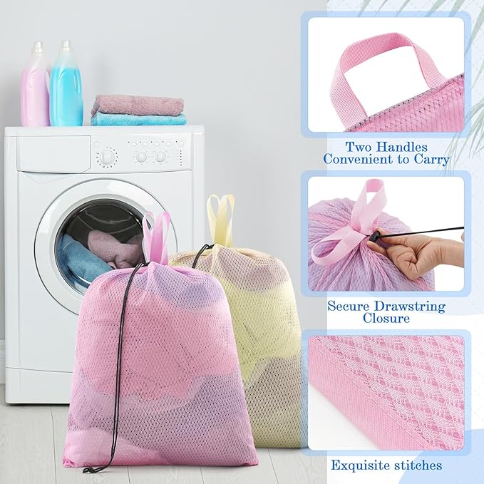 6 Pack 20 x 17 Inches Colorful Mesh Laundry Bag - Image 4