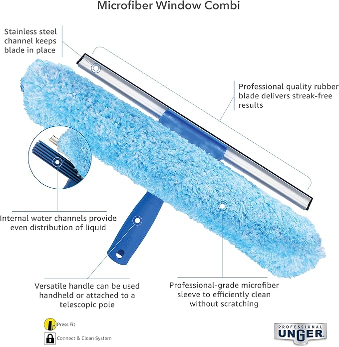 Unger Professional 2-in-1 Squeegee and Scrubber, 14” Window Cleaning Tool - Image 2