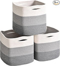 11 Inch Cube Storage Bins, Storage Cube Organizer Bins, Woven Cotton Rope Basket by ICERZCZ