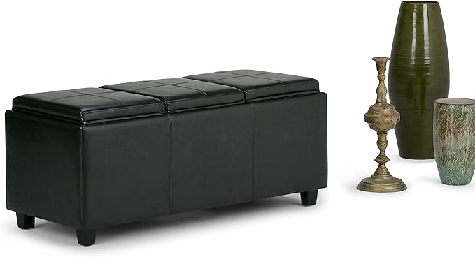 SIMPLIHOME Avalon 42 inch Wide Contemporary Rectangle Storage Ottoman in - Image 4
