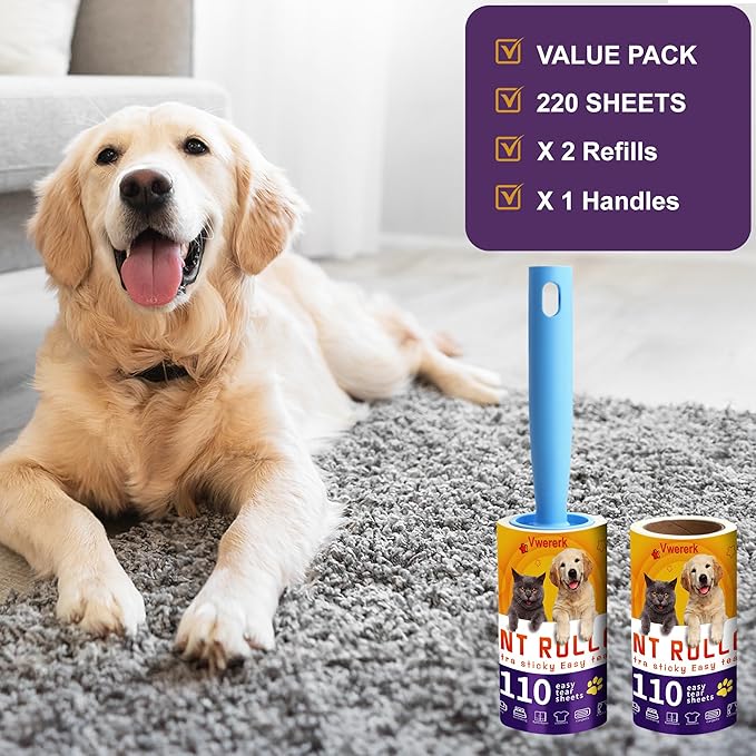 Lint Rollers for Pet Hair Extra Sticky, 220 Sheets/2 Lint Roller Refills - Image 2