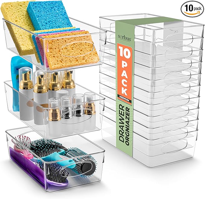 Sorbus Medium Clear Plastic Storage Bins by Sorbus