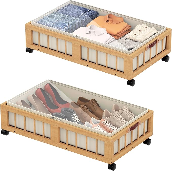 efluky 2-Pack Bamboo Under Bed Storage Containers by efluky