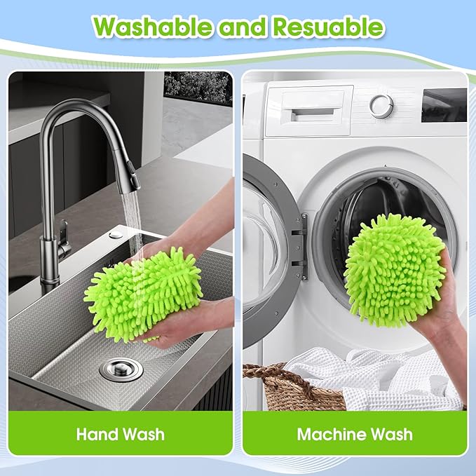 Microfiber Spin Mop Head Replacement 4 Pcs & 2 Chennile Mop Replace & 1 Scrub - Image 4
