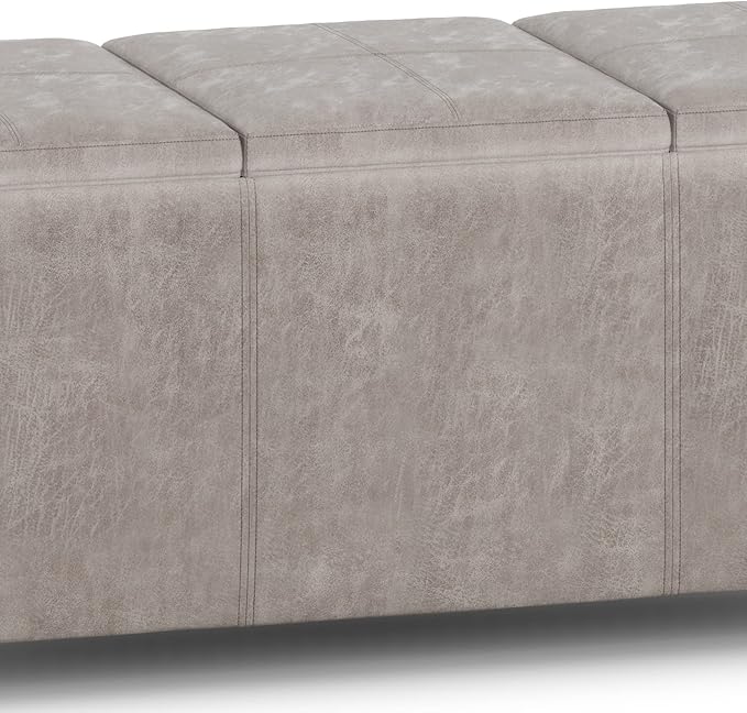 SIMPLIHOME Avalon 42 inch Wide Contemporary Rectangle Storage Ottoman in - Image 7