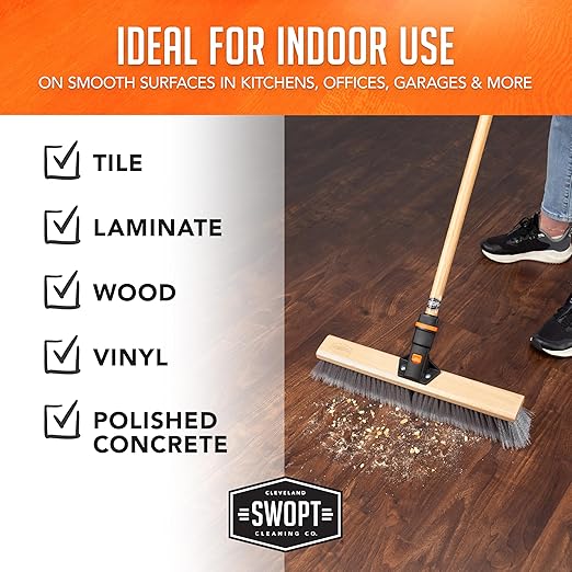 SWOPT 24” Premium Multi-Surface Push Broom Head — Cleaning Head Interchangeable - Image 9