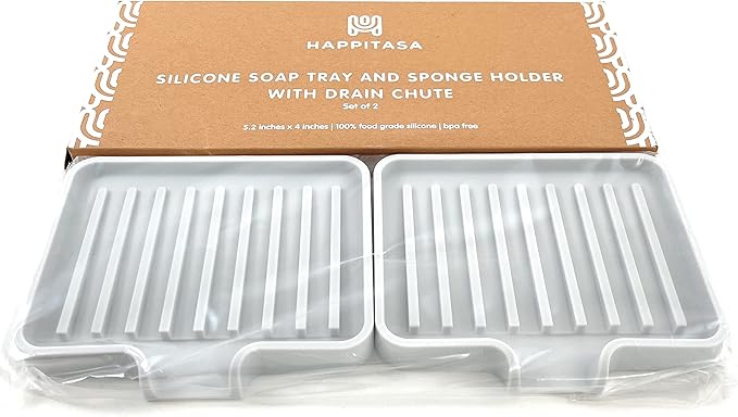 Happitasa Silicone Soap Dish Tray and Sponge Holder - Image 4