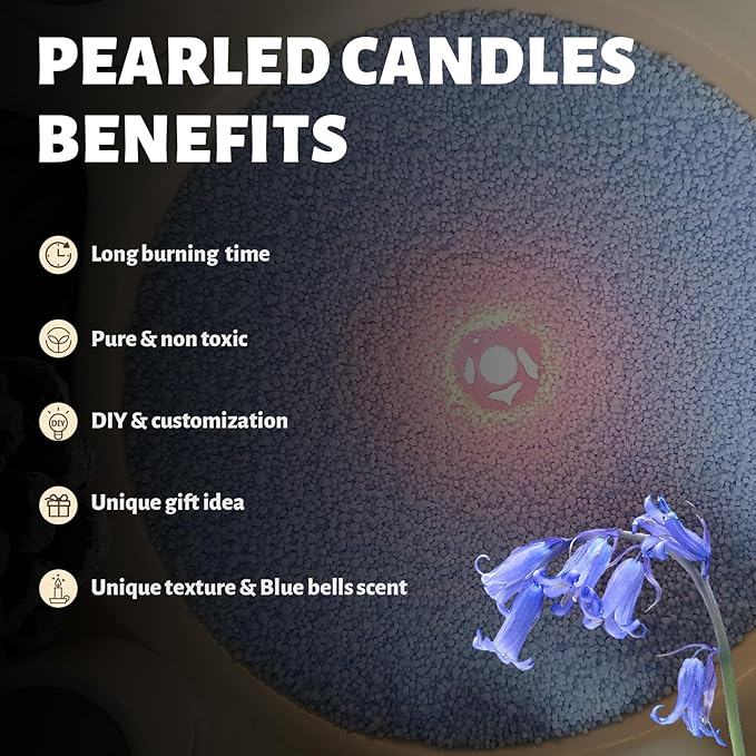 Bluebell Scented Light Blue Pearled Candle 18oz Luxury Sand Candle Granulated - Image 3