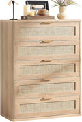 LEYAOYAO Rattan Dresser for Bedroom, Modern 5 Drawers Boho Dressers by LEYAOYAO-Findtheshiningpointofyourideallife%EF%BC%81