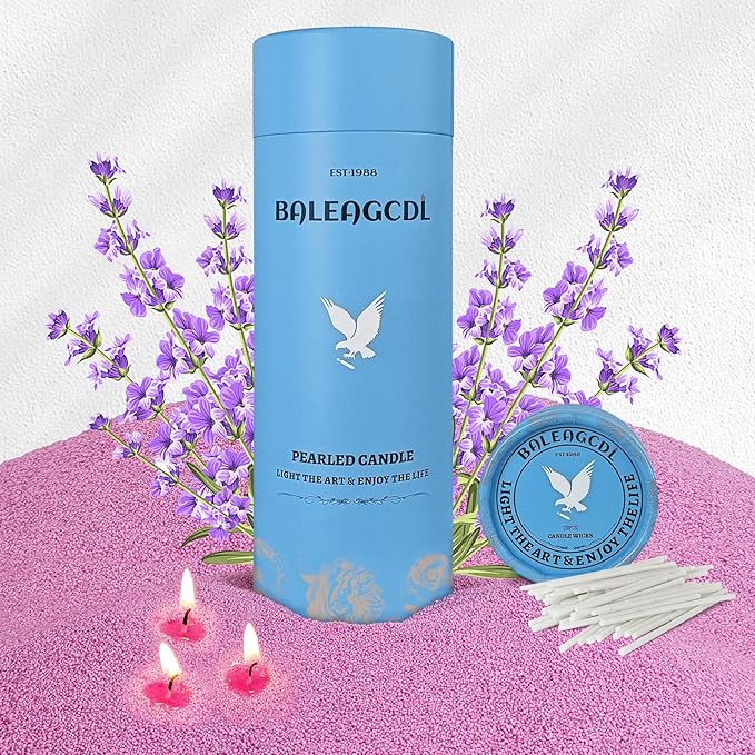 Lavender Scented Purple Pearled Candle 18oz Luxury Sand Candle Granulated Wax by ZECHKAVAA