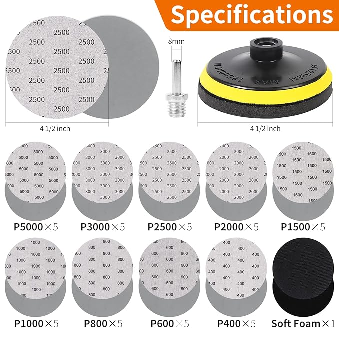 45PCS 5 Inch Wet Dry Sanding Discs Kit - Image 2