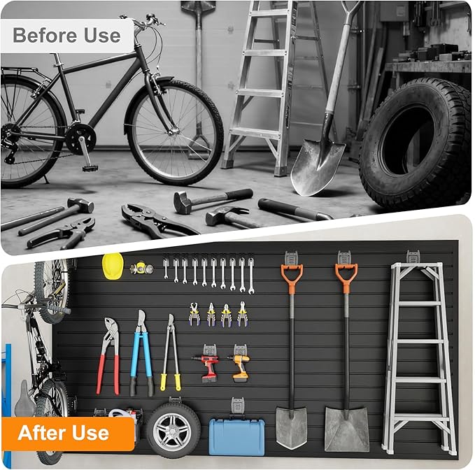 DoCred Slatwall Paneling Organizer, 4x4 FT PVC Garage Slat Wall Storage Systems - Image 7