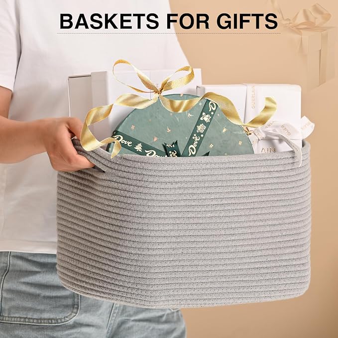 Woven Cotton Rope Storage Basket - Image 3